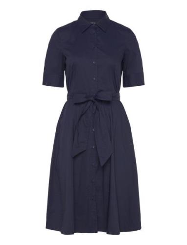 Silky Strtch Cotton-Dress Designers Knee-length & Midi Navy Lauren Ral...