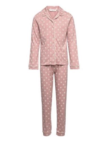 Printed Long Pyjamas Pyjamassæt Pink Mango