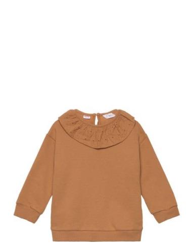 Babydoll Neck Sweatshirt Tops Sweatshirts & Hoodies Sweatshirts Brown ...