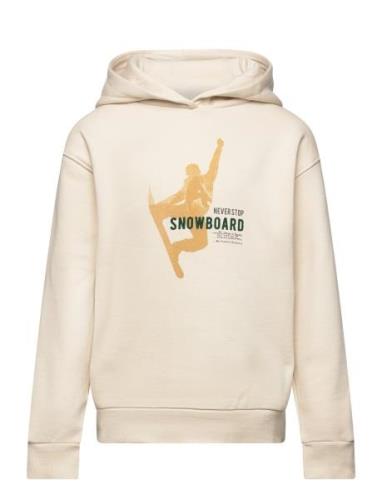 Printed Cotton Sweatshirt Tops Sweatshirts & Hoodies Hoodies Cream Man...