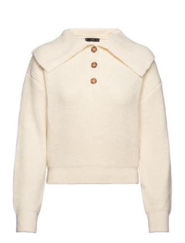 Butt D Collar Knit Sweater Tops Knitwear Jumpers Cream Mango