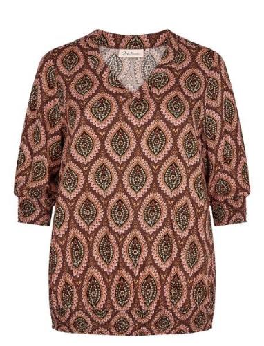 Wa-Sheela Tops Blouses Long-sleeved Brown Wasabiconcept