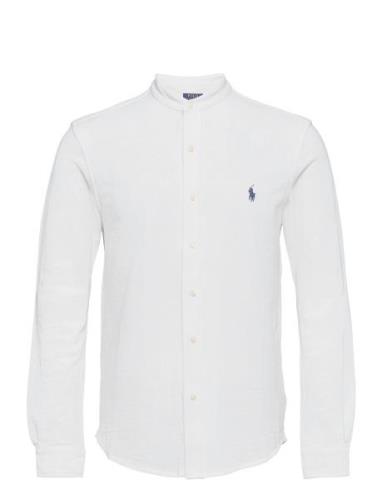 Featherweight Mesh-Ls Fb Mandarin C Tops Shirts Casual White Polo Ralp...