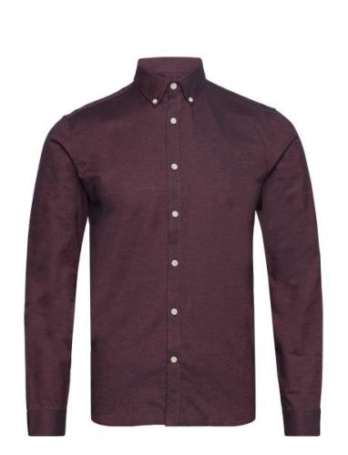 Yarn Dyed Oxford Superflex Shirt Tops Shirts Casual Burgundy Lindbergh