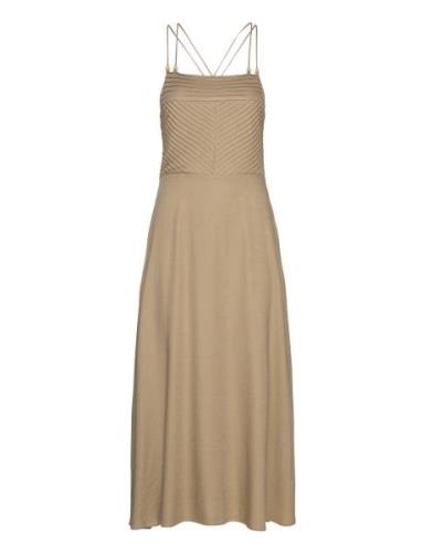 Oxalis Franca Dress Knælang Kjole Beige Bruuns Bazaar