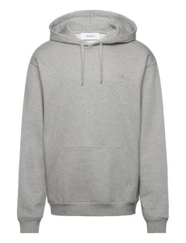 Crew Hoodie Tops Sweatshirts & Hoodies Hoodies Grey Les Deux