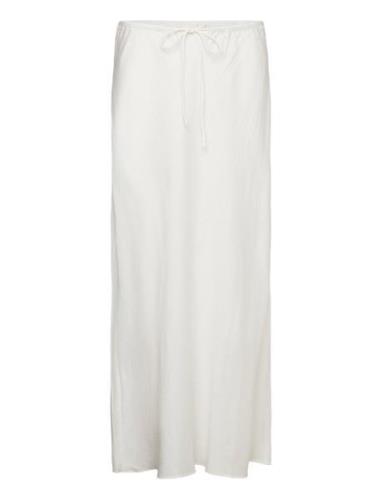 Tie Long Skirt Knælang Nederdel White Mango