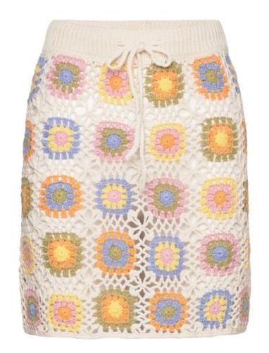 Crochet Mini Skirt Kort Nederdel Beige Mango