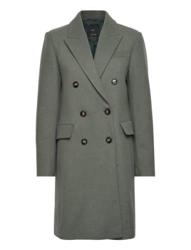 Wool Double-Breasted Coat Uldjakke Jakke Khaki Green Mango