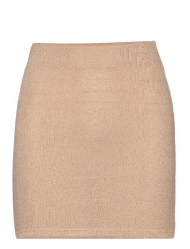 Knitted Miniskirt Kort Nederdel Beige Mango