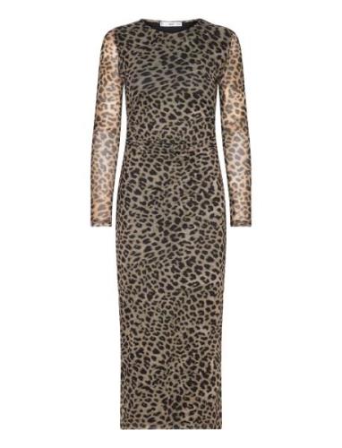 Animal-Print Midi-Dress Knælang Kjole Brown Mango