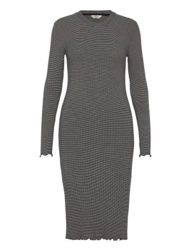 5X5 Stripe Boa Dress Knælang Kjole Grey Mads Nørgaard