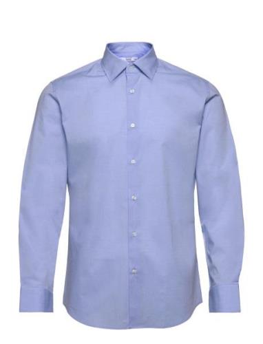 Slim Fit Stretch Cotton Suit Shirt Tops Shirts Business Blue Mango