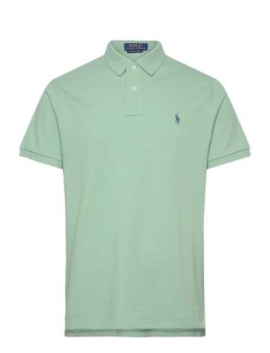 Basic Mesh-Ssl-Knt Designers Knitwear Short Sleeve Knitted Polos Green...