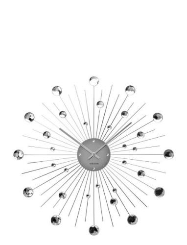 Wall Clock Sunburst Crystal Home Decoration Watches Wall Clocks Silver...