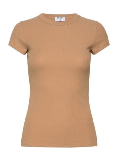 Fine Rib Tee Designers T-shirts & Tops Short-sleeved Beige Filippa K