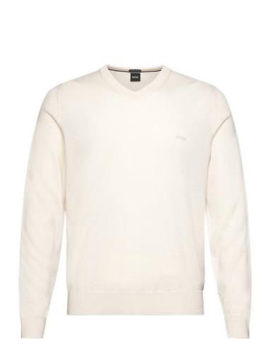 Baram-L Tops Knitwear V-necks White BOSS