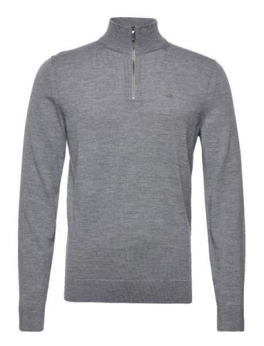 Merino Rws Quarter Zip Tops Knitwear Half Zip Jumpers Grey Calvin Klei...