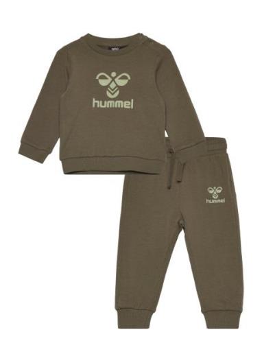 Hmlarine Crewsuit Sport Tracksuits Khaki Green Hummel