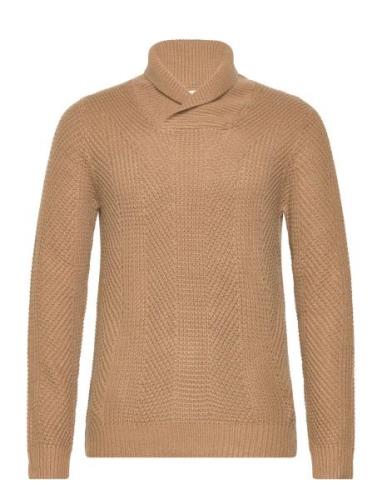 Jjstandford Knit Shawl Neck Tops Knitwear V-necks Beige Jack & J S