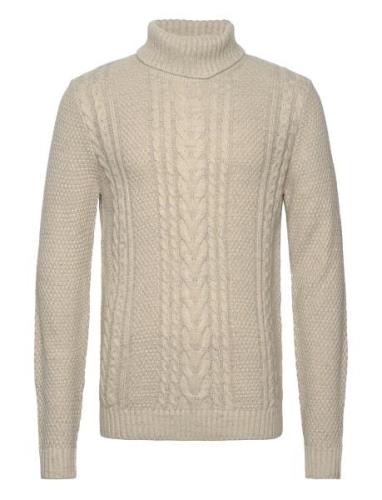 Jjcraig Knit Roll Neck Aw23 Tops Knitwear Turtlenecks Cream Jack & J S