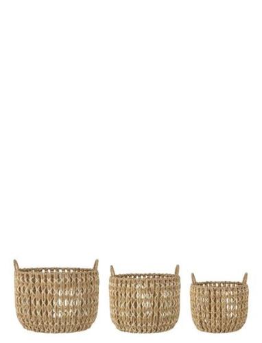 Kristel Basket W/Lid Home Storage Storage Baskets Beige Bloomingville