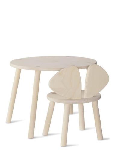 Mouse Børne Bord Og Stol Home Kids Decor Furniture Cream Nofred