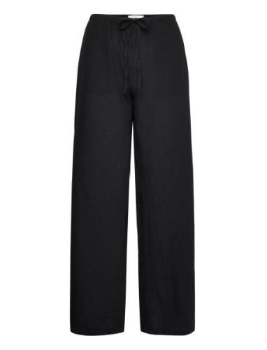 Linen Blend Trousers Bottoms Trousers Linen Trousers Black Gina Tricot