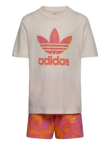 Short Tee Set Sport Sets With Short-sleeved T-shirt Beige Adidas Origi...