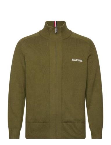 Monotype Chunky Cotton Zip Thru Tops Knitwear Full Zip Jumpers Green T...