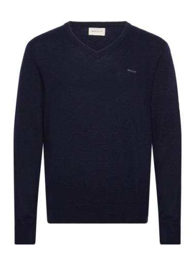 Extrafine Lambswool V-Neck Tops Knitwear V-necks Navy GANT