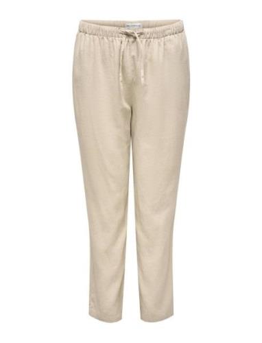 Carcaro Mw Linen Bl Pull-Up Pant Tlr Bottoms Trousers Linen Trousers B...