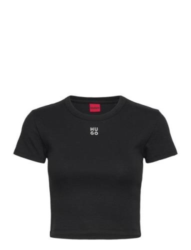 Delanor Tops Crop Tops Short-sleeved Crop Tops Black HUGO