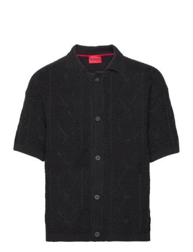 Sammp Designers Knitwear Short Sleeve Knitted Polos Black HUGO