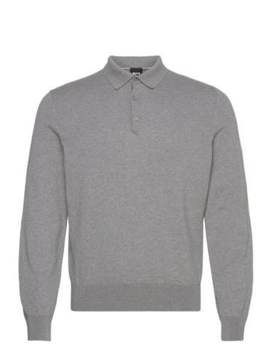 Gemello-P Tops Knitwear Long Sleeve Knitted Polos Grey BOSS