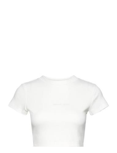 A 90S Crop Tee Tops Crop Tops Short-sleeved Crop Tops White ABRAND