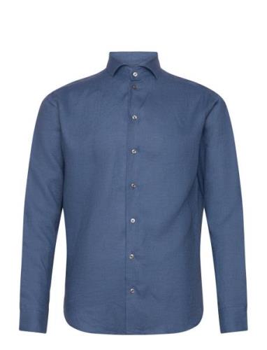 Regular Fit Men Shirt Tops Shirts Linen Shirts Blue Bosweel Shirts Est...