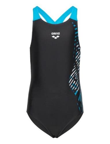 Girl's Arena Vortex Swimsuit V Back Black-Turquois Sport Swimsuits Bla...