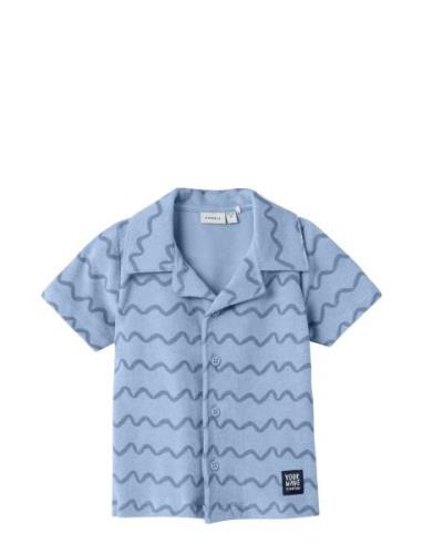 Nmmfelo Terry Ss Shirt Tops Shirts Short-sleeved Shirts Blue Name It