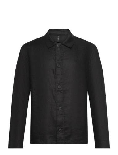 Peter Linen Ls Tops Shirts Linen Shirts Black Gabba