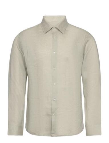 100% Linen Regular-Fit Shirt Tops Shirts Linen Shirts Green Mango