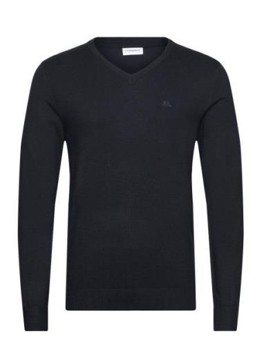 Eco Vero V-Neck Jumper Tops Knitwear V-necks Navy Lindbergh