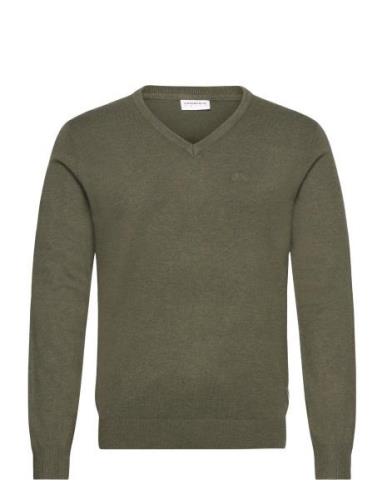 Eco Vero V-Neck Jumper Tops Knitwear V-necks Khaki Green Lindbergh