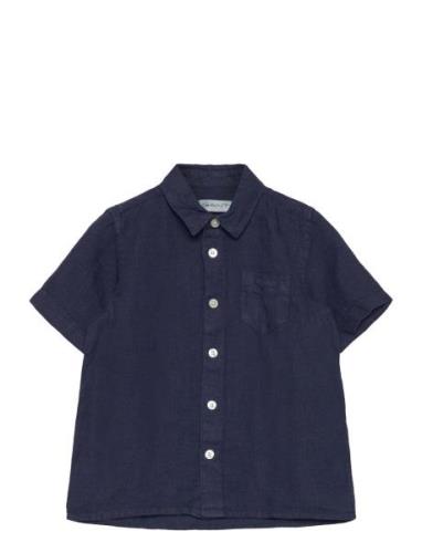 Reg. Linen Ss Shirt Tops Shirts Short-sleeved Shirts Navy GANT