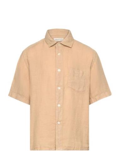 Relaxed Linen Ss Shirt Tops Shirts Short-sleeved Shirts Beige GANT