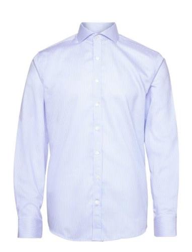 Reg Fit Cut Away Non Iron Banker Stripe Designers Shirts Business Blue...