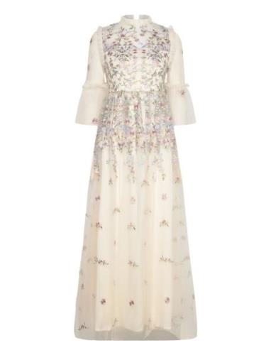 Nicolina Long Sleeved Lace Maxi Dress Designers Maxi Dress Cream Malin...