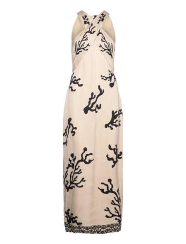 Trisha Halterneck Satin Maxi Dress Designers Maxi Dress Cream Malina