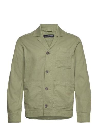 Errol Linen Workwear Overshirt Designers Overshirts Khaki Green J. Lin...