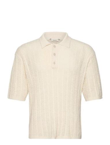 Drift Knit Pique Designers Knitwear Short Sleeve Knitted Polos Cream H...